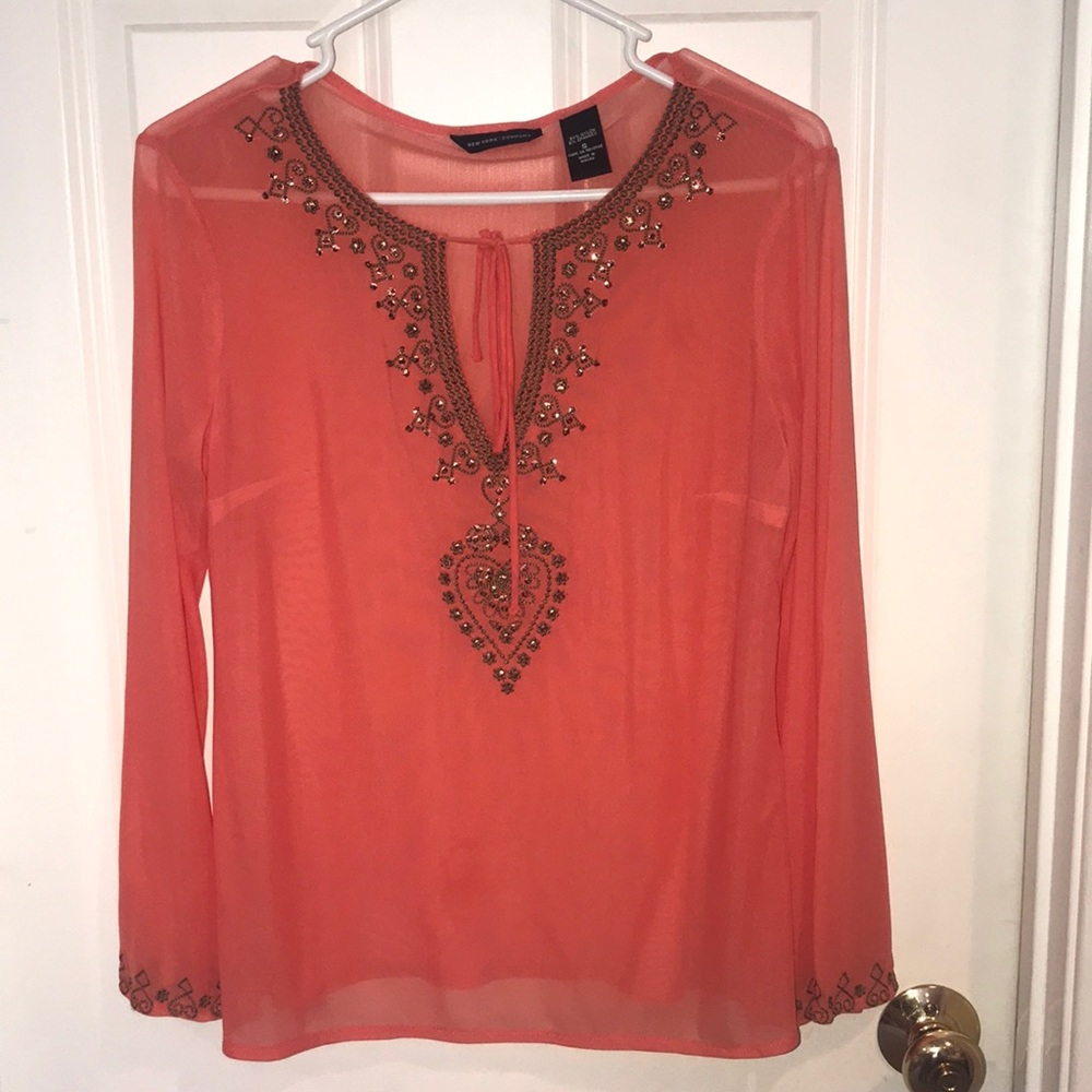 Peach sheer top